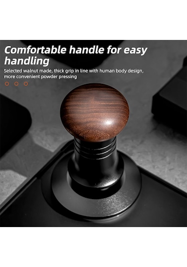 Geeksen Kahve Tamperi 58mm: 30lb Sabit Guc, Dengeleyici, Derinlik Ayarlanabilir, Cevher Ahşap Kolu, 304 Çelik Taban Diğer