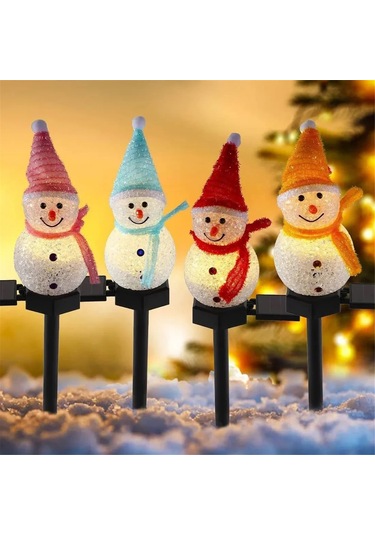 Yifomall Güneş Enerjili Kış Baba Figürlü Bahçe Işığı - Ip44 Su Geçirmez Dış Mekan Dekorasyonu, 4 Renkli Toplu Paket, Akşamdan Sabaha Otomatik Aç-kapa