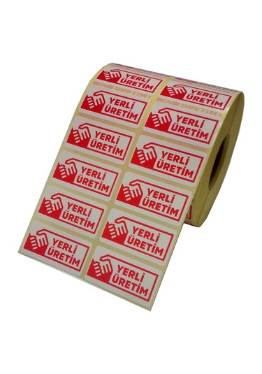 Yerli Üretim Etiketi 25x50 Mm Kırmızı / 500 Adet