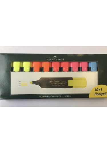 Faber Castell Fosforlu Kalem 1548 10+1 Kutu Çok Renkli