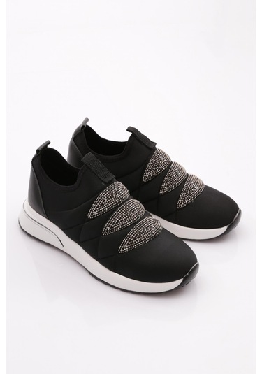 Dgn 222 Kadin Kalin Taban Baklava Desenli Sneaker Ayakkabi 222-2494-R145802 Siyah - Beyaz