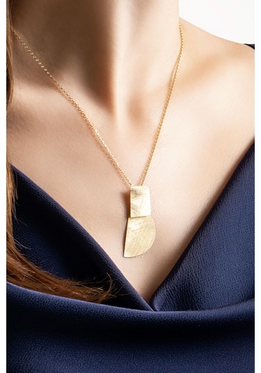 Antik Miras 18 Ayar Sarı Altın Kaplama 45 Cm Gümüş Tasarım Kolye