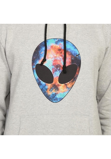 Bant Giyim - Alien Cosmos Gri Kapşonlu Erkek Sweatshirt Hoodie