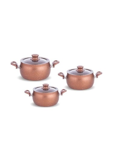 FMS G5012 Mina 6 Parça Granit Güveç Set Bakalit Sap Bakır