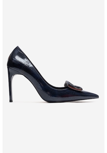 Luvishoes Guernı Lacivert Baskı Kadın Topuklu Ayakkabı Lacivert