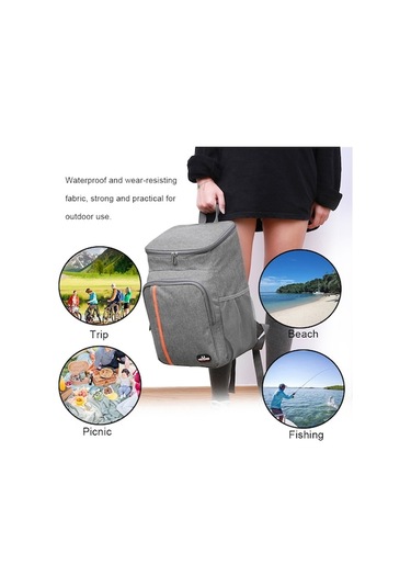 18l Termal Sırt Çantası - Yaz/kış Kullanımlı, Isı Yalıtımlı Piknik Çantası Gri Gri