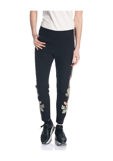 Bulalgiy Kadın Siyah Nakış Işlemeli Pantolon - Bga038534
