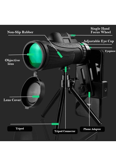 Monoküler Teleskop, 40x60 Monoküler Teleskop, Hd Yüksek Güçlü Monoküler Kapsam, Sis Geçirmez