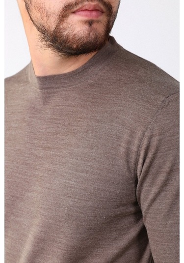 Ferraro K.Bej Bisiklet Yaka Superfine Erkek Triko Kazak Bej