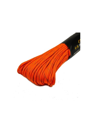 Mg Ropes Polyester Paracord İp 4 Mm Neon Turuncu Gri Desen 30 Metre Turuncu