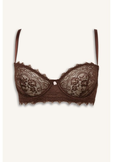 Defacto Bağcıklı Dantelli Kapsız Pedsiz Balenli Balkonet Sütyen Fall İn Love F7024ax25wnbn341 Kahve