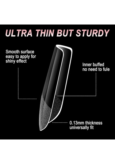 Hangfox 600 Adet 12 Boyutlu İnce Kısa Jel Tırnak Ekleri - Dıy Salon Akrilik Tırnak Uzatma, Kolay Uygulama, Saçma Olmayan Doğal Fit