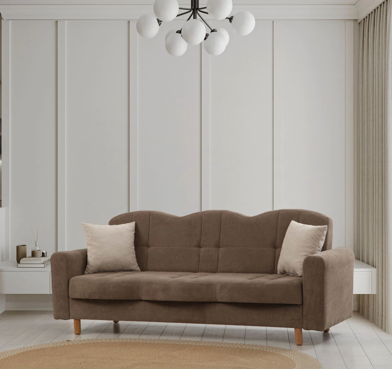 Lotus 3'lü Koltuk Coco11 Açık Kahverengi