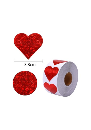 Sevgililer Günü İçin Simli Kırmızı Kalp Çıkartmaları - Dekoratif Kalp Çıkartmaları Çok Renkli