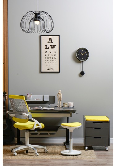 Creo Mobili Çekmeceli Tekerlekli Sirius Keson Oturulabilir Ofis Ve Ev Komodini Antrasit/sarı