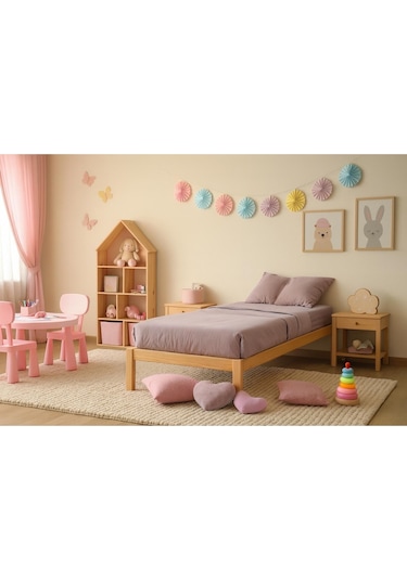 Doğal Masif Ahşap Butik Karyola Naturel Başlıksız 140x200 Doğal Masif Ahşap Butik Karyola Naturel Başlıksız 140x200