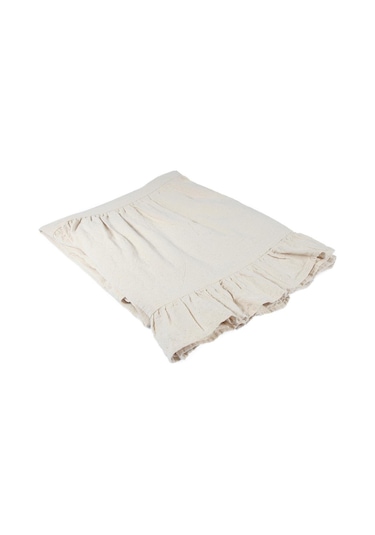 Naturel Fırfırlı Perde Rustik Vintage Krem