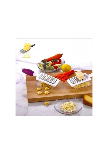 Silikon Saplı Hazneli Rende Hazneli Metal El Rendesi Sarımsak Peynir Sebze El Rendesi Beyaz