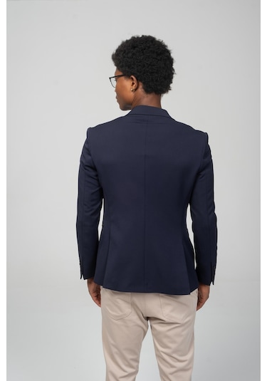 Cekmon Erkek Çift Yönlü Açılır Fermuarlı Rahat Ceket Lacivert