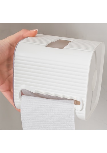 Porsima 2041 Yapışkanlı Banyo Tuvalet Kağıtlığı Peçetelik Beyaz