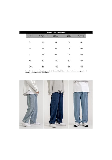 Erkekler İçin Amerikan Tarzı Bol, Çok Yönlü, Yere Kadar Uzanan Kot Pantolon Siyah