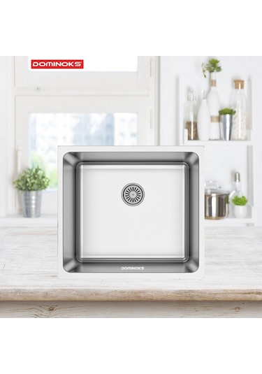 Dominoks Biga 45 Tek Göz Polisajlı Tezgah Altı Krom Evye