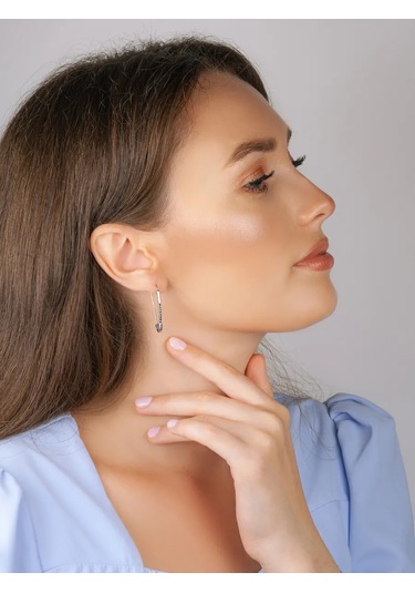 Serebranyj Dom Uzun Küpe 925 Ayar Gümüş Spinel Taşlı 46925891 Diğer