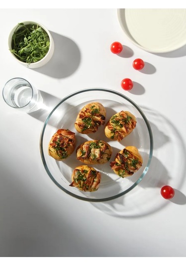 Daniks Camdan Yapılmış Yuvarlak Fırın Kabı, 26.4x26.4x5.8 Cm 187473260 Beyaz