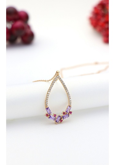 Çiçekli Damla Gümüş Kolye