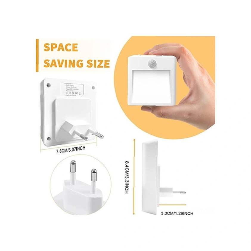 Fastbuy Döresshop Sensörlü Led Gece Lambası - 2'li Paket, Otomatik Açma/kapama, Ayarlanabilir Parlaklık Beyaz Beyaz