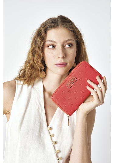 Pierre Cardin 06pc25y601 Kadın Cüzdan Koyu Mercan Baskılı