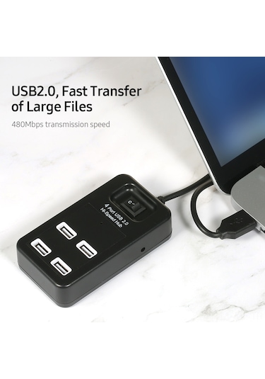 Mufunye 4 Port Usb 2.0 Hub: Hızlı Veri Transferi, Plug & Play, Hafif Ve Kompakt Dönüştürücü Beyaz