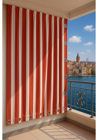 Gencer Home Balkon Perdesi Kuş Gözü Ölçü Seçenekli Kırmızı Kırmızı