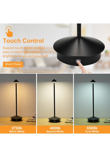 Springsun Neoglint Taşınabilir Led Masa Lambası Dokunmatik Kontrol 3 Renk Kademesiz Kısılabilir Masa Lambası Şarj Edilebilir Gece