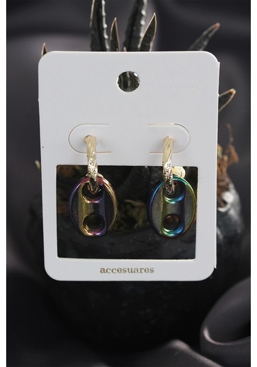 Renkli Hematit Taşlı Küpe Seti Çok Renkli