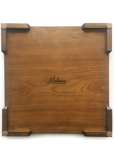 Helena Wood Art El Yapımı Ahşap Satranç Tablası Kızıl
