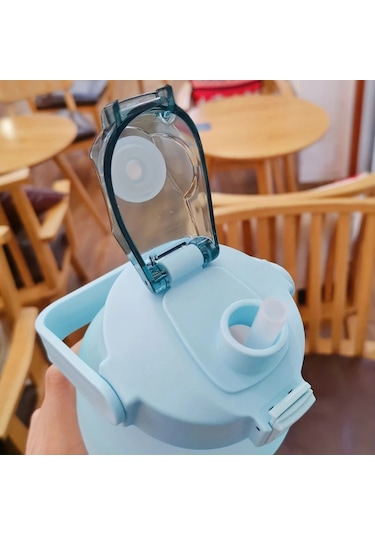 Su Şişesi 2 Litre Sulu Kalın Motivasyonlu Sızdırmaz Plastik Spor Şişe Purple Blue 2.0l Purple Blue