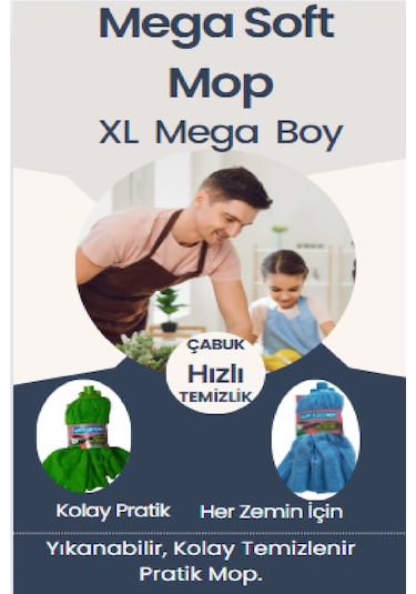 1 Adet Mikrofiber Havlu Vileda Paspas Mop Xl Yedek Ucu Büyük Boy