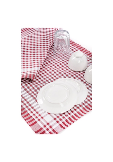 Pamuklu Kırmızı Renkli Pöti Kareli 4'lü Kurulama Bezi, Beslenme Örtüsü, Servis Peçetesi