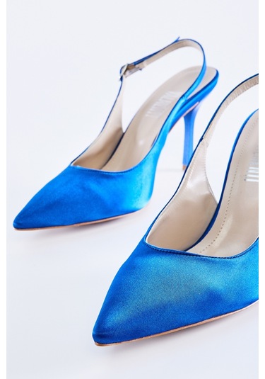 Valmenti Carla Kadın Saks Saten Vegan Topuklu Ayakkabı 292 6001-v Bn Ayk Y23 Saks Mavi