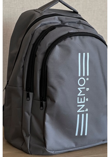 Nemo Bags Unisex Gri Sırt Çantası Büyük Boy Okul Spor Çantası