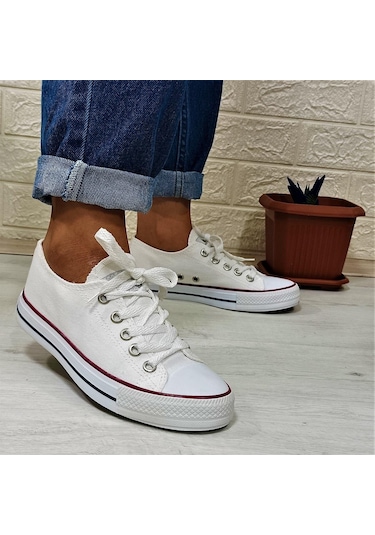 Fiyra 554 Beyaz Kısa Unisex Sneaker Keten Spor Ayakkabı 001