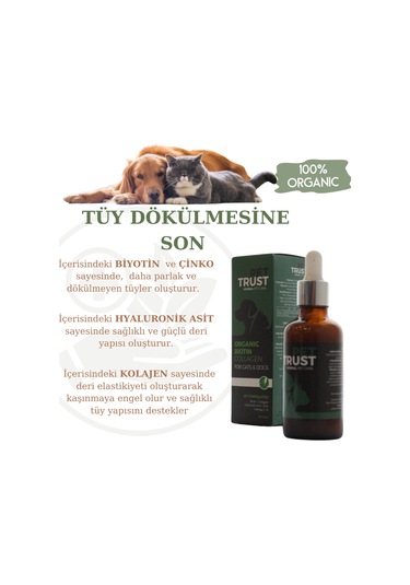 Pet Trust Herbal Pet Care Organik Kedi ve Köpekler İçin Tüy Dökülmesi Engelleyici 50 ML