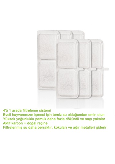 Ecronicword 6'lı Paket Evcil Hayvan Su Dağıtıcı Filtre Kartuşları F16
