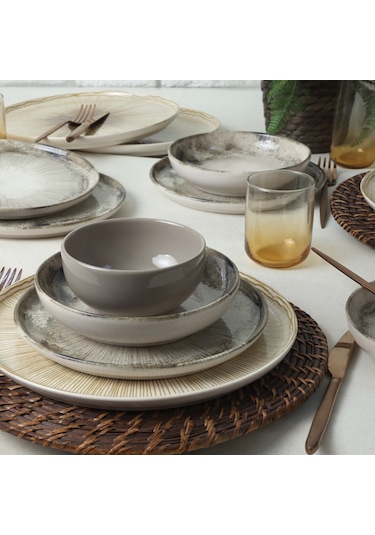 Keramika Brown Wave Yemek Takımı 24 Parça 6 Kişilik Kahverengi
