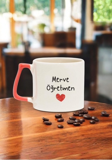 Öğretmenler Günü Kişiye Özel Renkli Kulplu Öğretmen Kupası Pembe