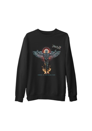 Judas Priest - Angel Siyah Erkek Kalın Sweatshirt