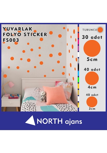 Yuvarlak Folyo Duvar Sticklerı Turuncu