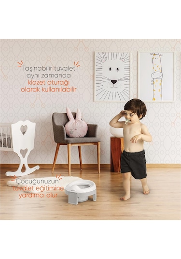 Gezenbebe Katlanabilir Seyahat Çocuk Tuvaleti Beyaz - Gri
