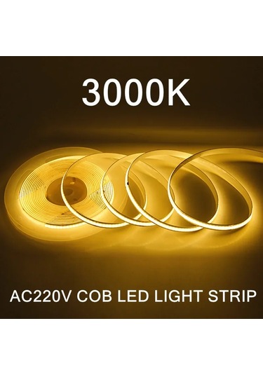 Epistar Ac220v 240leds/m Cob Led Şerit Işık Esnek Bant Aydınlatma Ra95 Sıcak Beyaz Sıcak Beyaz Whıte 2m
